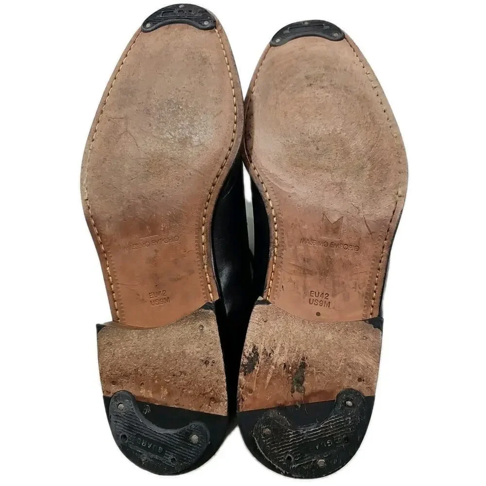 Massimo Emporio Dress Shoes Men's US 9 Black Leather Cap Toe Oxford.